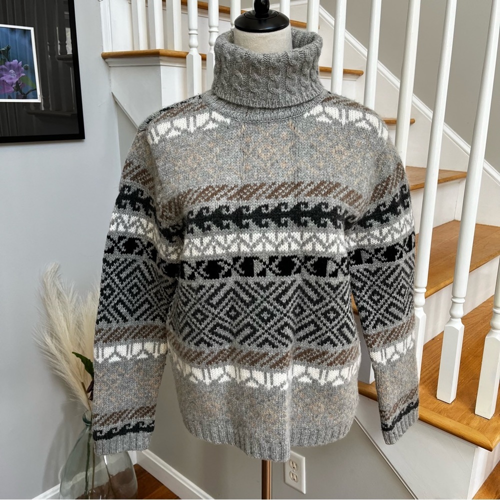Newton Trading Co. Women’s Large Turtleneck Sweater Lambswool Gray Vintage